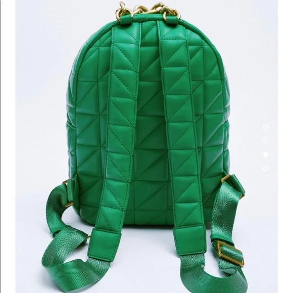 NWT Zara luxury minimalist faux leather quilted backpack  display picture 2